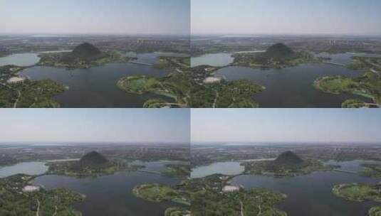 山东济南华山湖风景区航拍高清在线视频素材下载