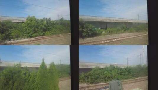 高铁行驶窗外风景实拍高清在线视频素材下载