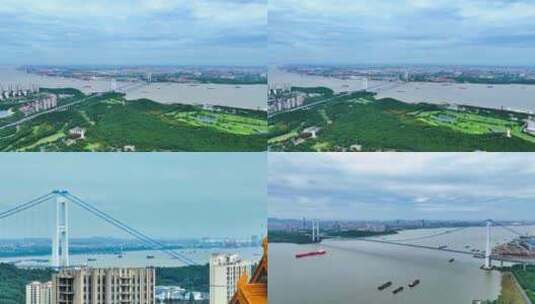 【11分钟】江阴大桥 长江航运合集高清在线视频素材下载