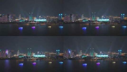 杭州钱塘江最新灯光秀高清在线视频素材下载