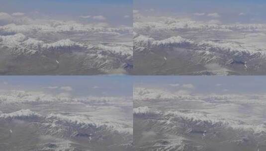 飞机窗外的祁连山脉雪山风光高清在线视频素材下载
