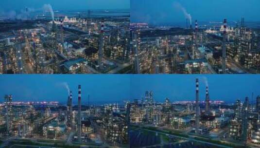 北海港发电厂夜景高清在线视频素材下载