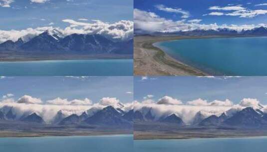 4K航拍西藏佩枯错湖雪山湖面高清在线视频素材下载