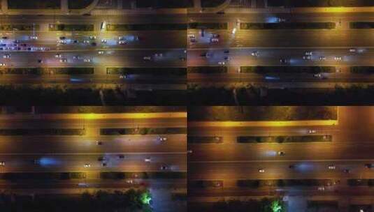 城市道路车流夜景航拍宣传纪录片段高清在线视频素材下载