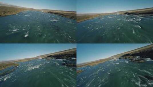 FPV穿越机无人机航拍冰岛瀑布河流大海森林高清在线视频素材下载