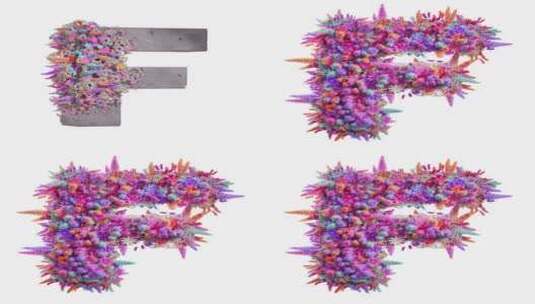 创意英文字母开满鲜花三维动画高端广告渲染高清在线视频素材下载