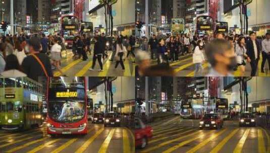 香港斑马线行人过马路红绿灯路口人行横道高清在线视频素材下载