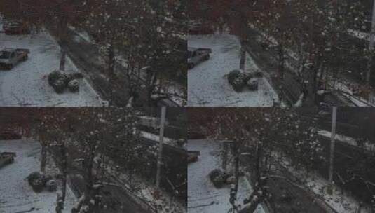 河北省石家庄市航拍道路雪景高清在线视频素材下载