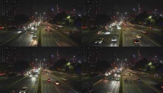 深圳滨河大道车流城市道路夜晚交通夜景高清在线视频素材下载