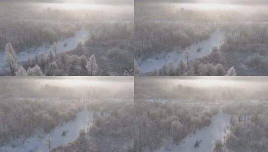 林海雪原雾凇暖阳高清在线视频素材下载