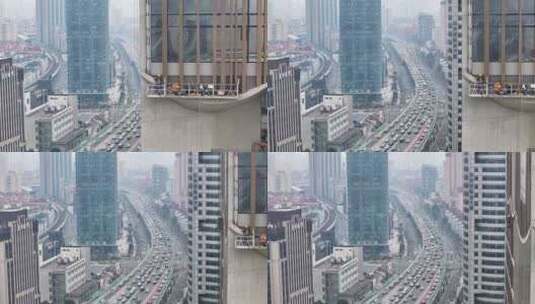 上海高架车流  城市风光航拍高清在线视频素材下载