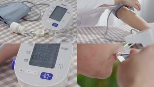 臂式血压仪使用 家用血压测量仪器高清在线视频素材下载