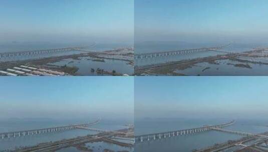 泉州湾跨海大桥航拍泉州湾大桥海景高清在线视频素材下载