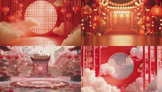 3D新年喜庆国风场景高清在线视频素材下载