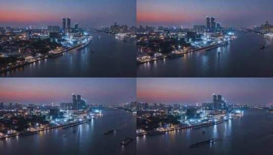 广州荔湾白鹅潭大湾区艺术中心夜景延时高清在线视频素材下载