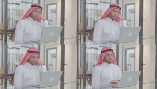 放松的年轻阿拉伯人睡觉在工作高清在线视频素材下载