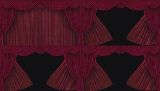 天鹅绒红色剧院窗帘以Alpha通道打开高清在线视频素材下载
