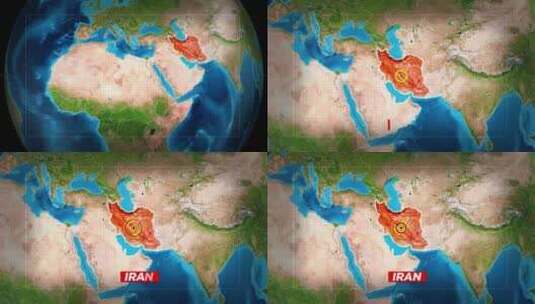 使用网格缩放地球伊朗地图高清在线视频素材下载