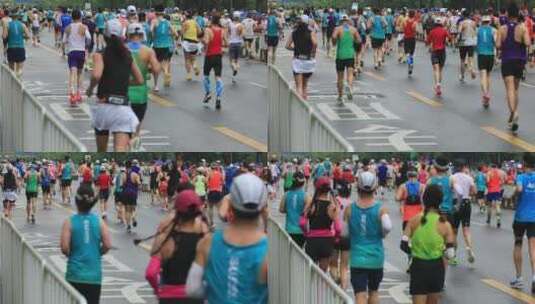 马拉松人群奔跑的背影 苏州马拉松高清在线视频素材下载