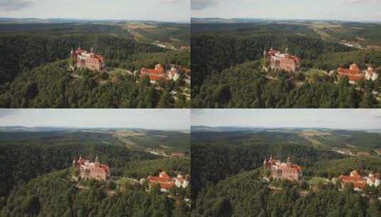 中世纪城堡上空的天线高清在线视频素材下载
