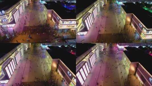 杭州西湖平海路步行街广场人流夜景延时高清在线视频素材下载