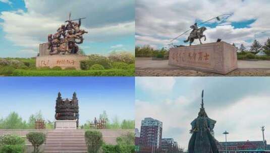蒙古族雕塑群高清在线视频素材下载