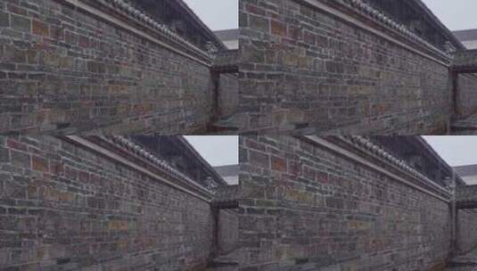 雨季江西赣州关西围屋中式古建筑大雨空镜头高清在线视频素材下载