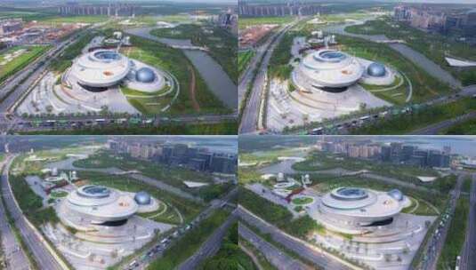 上海临港新城上海天文馆航拍风光高清在线视频素材下载
