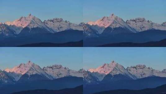 梅里雪山神女峰日照金山航拍高清在线视频素材下载