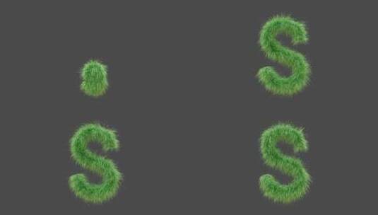 3D动画绿草字母S高清在线视频素材下载