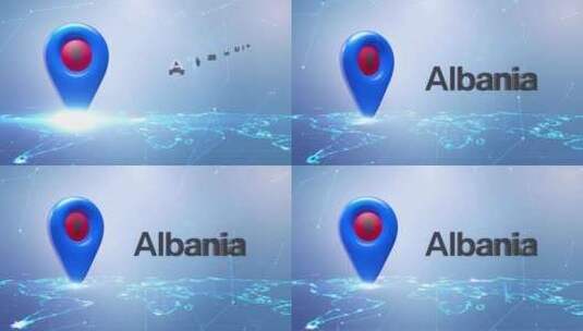阿尔巴尼亚地图引脚位置高清在线视频素材下载