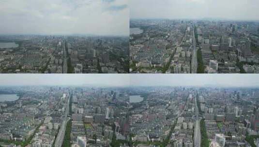 杭州城市大景城市交通航拍高清在线视频素材下载
