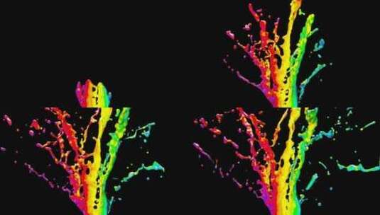 多色油漆飞溅高清在线视频素材下载