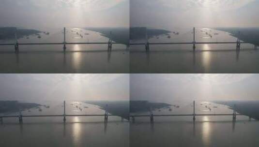 湖南岳阳洞庭湖风光洞庭湖大桥航拍高清在线视频素材下载