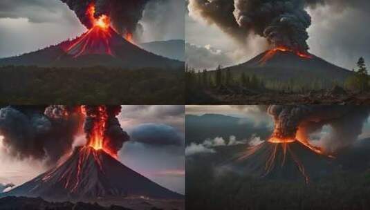 火山爆发末日景象高清在线视频素材下载