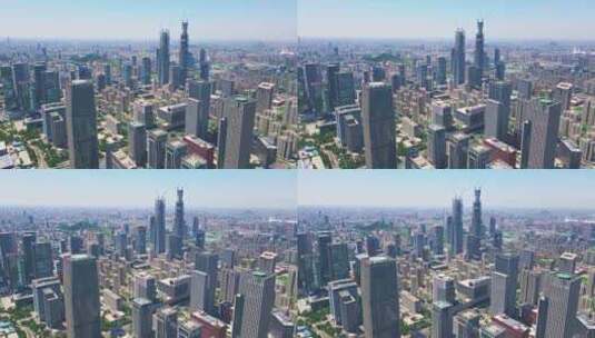 现代城市高楼航拍济南CBD高清在线视频素材下载