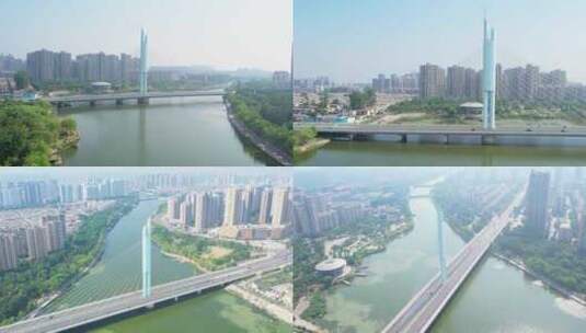 滕州 解放大桥 滨江大酒店高清在线视频素材下载