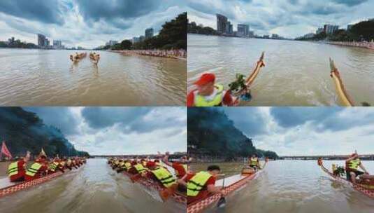 广州白云金沙横沙龙舟比赛穿越拍摄高清视频高清在线视频素材下载
