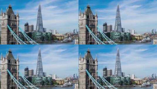 伦敦，碎片大厦，塔桥，城市高清在线视频素材下载