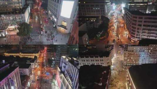 上海夜景航拍外滩南京东路黄浦区城市夜晚风高清在线视频素材下载