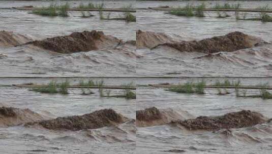 实拍暴雨后洪水 山洪  泥石流高清在线视频素材下载