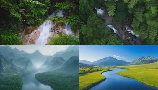 山川 河流 小溪 山河航拍  风景延时高清在线视频素材下载