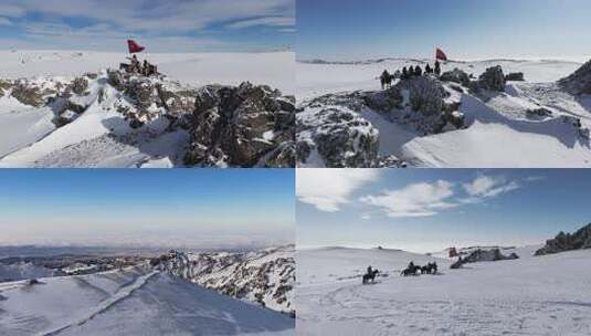 骑兵边防巡逻建军节守卫边疆雪山巡逻高清在线视频素材下载