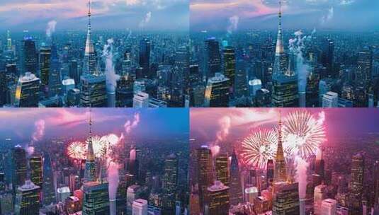 现代化大都市的高楼夜景俯瞰全景高清在线视频素材下载