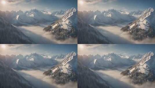 雪山云海壮丽全景高清在线视频素材下载
