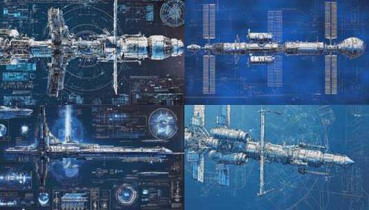 星际空间站轨道运行能源供应 精密构造舱体高清在线视频素材下载
