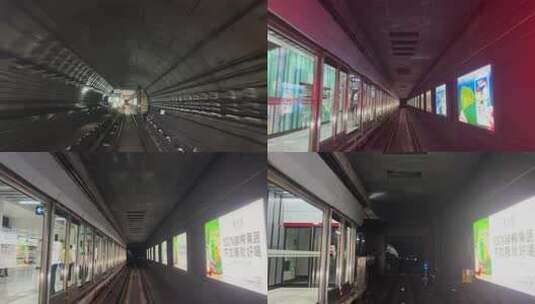 武汉地铁5号线无人驾驶地铁穿梭在隧道内部高清在线视频素材下载