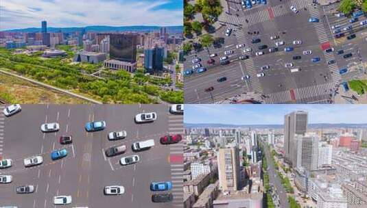 山西太原城市风光交通车流航拍高清在线视频素材下载