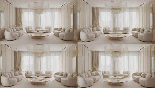 现代简约风格客厅室内场景高清在线视频素材下载