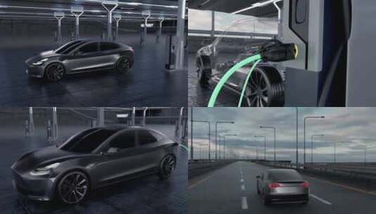 特斯拉无人驾驶新能源快充电池充电桩高清AE视频素材下载